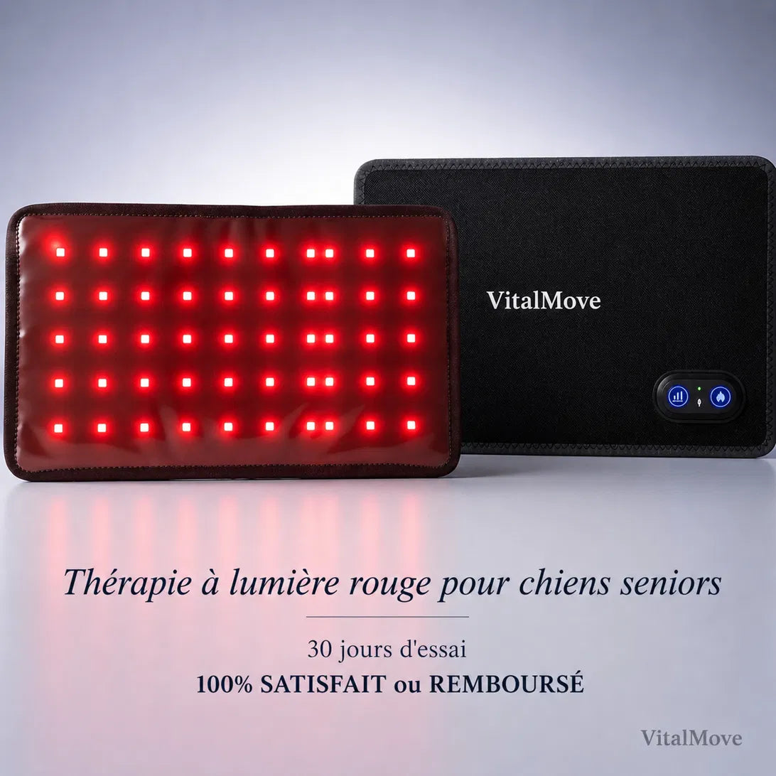 Ceinture de luminothérapie rouge VitalMove pour chiens seniors, 30 jours d'essai satisfait ou remboursé